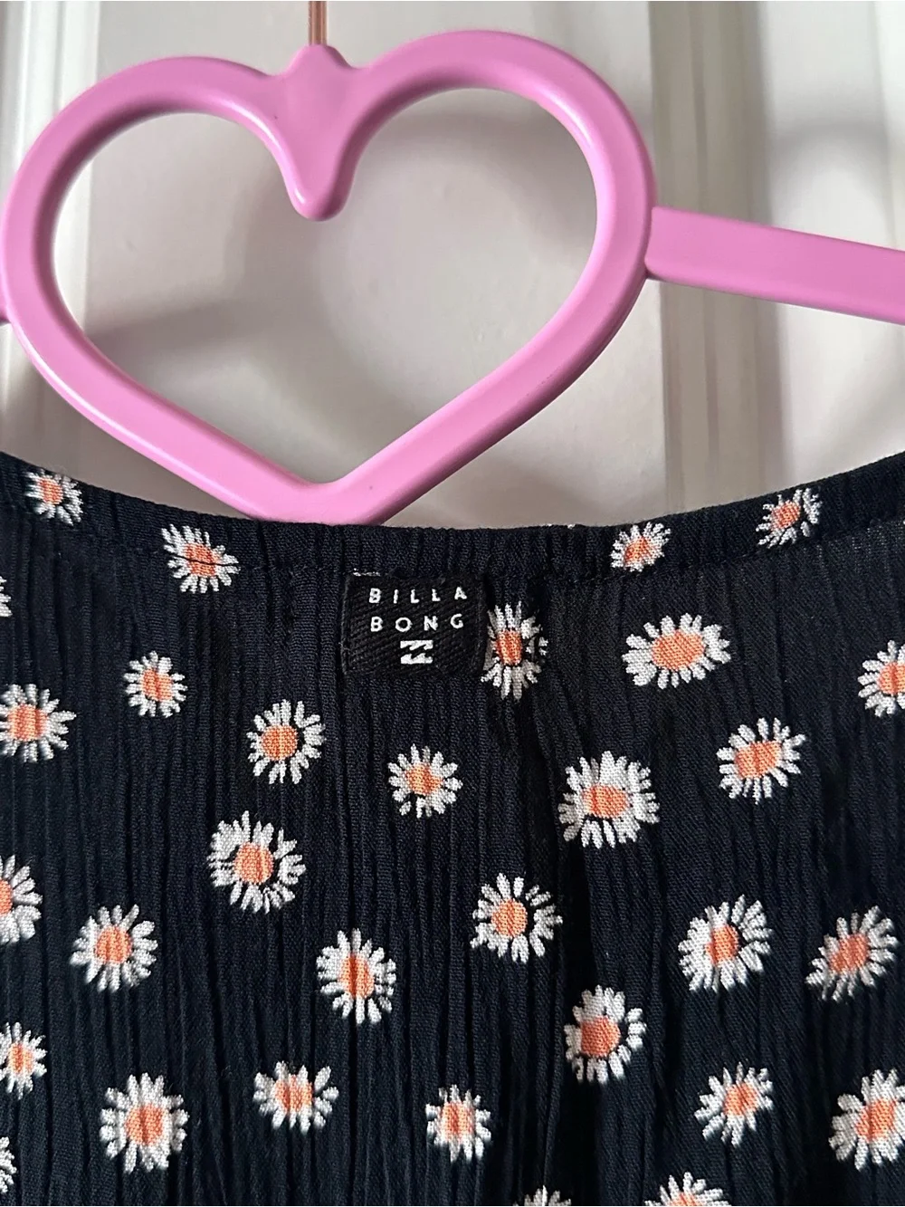 Billabong Girls Black Mini Dress Daisy Print V-Neck Ruffle Short Sleeves